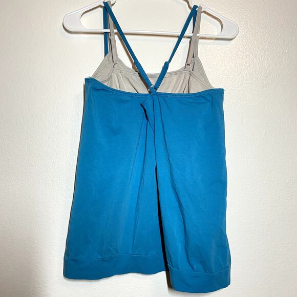 Athleta Tank Top Built in Bra V-Back Thick Hem Banded Blue XS - Picture 5 of 5